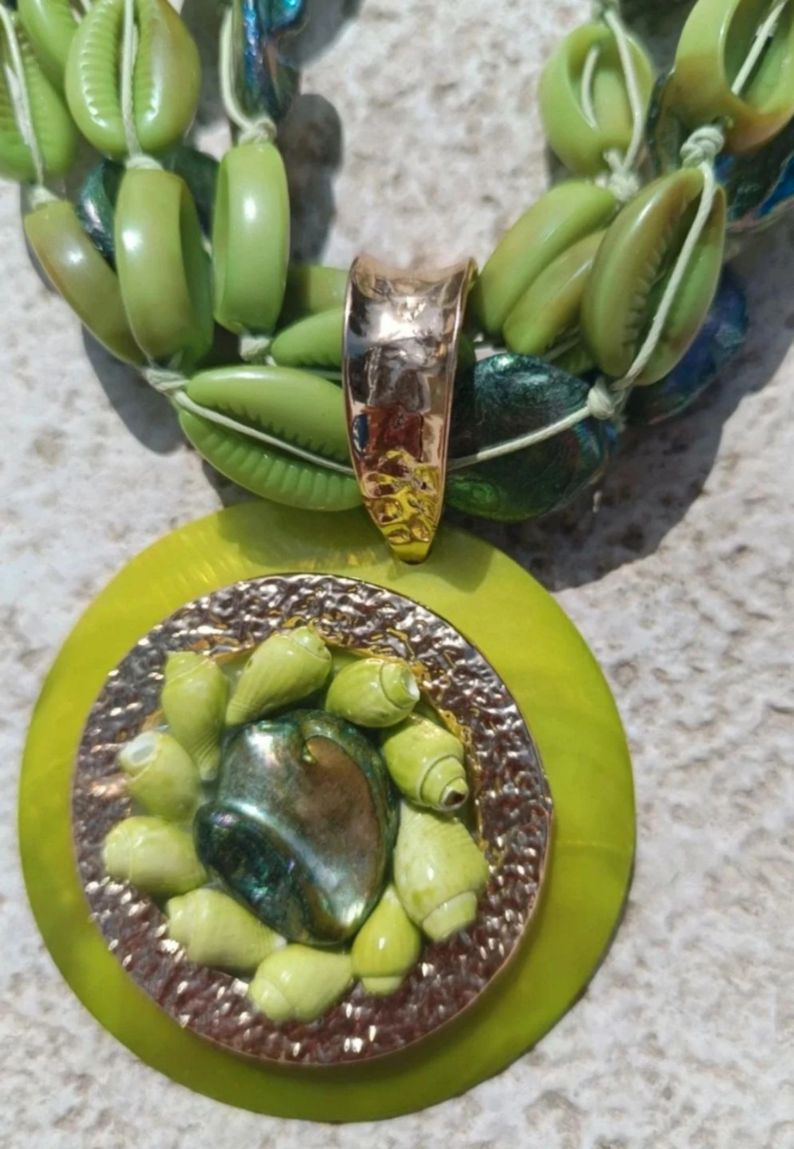 Boho necklace. Summer beads. Green and gold color. – photo 7